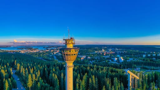 Puijo tower and panorama of Finnish town Kuopio