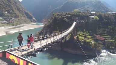 A small bridge at a river adjoining two villages