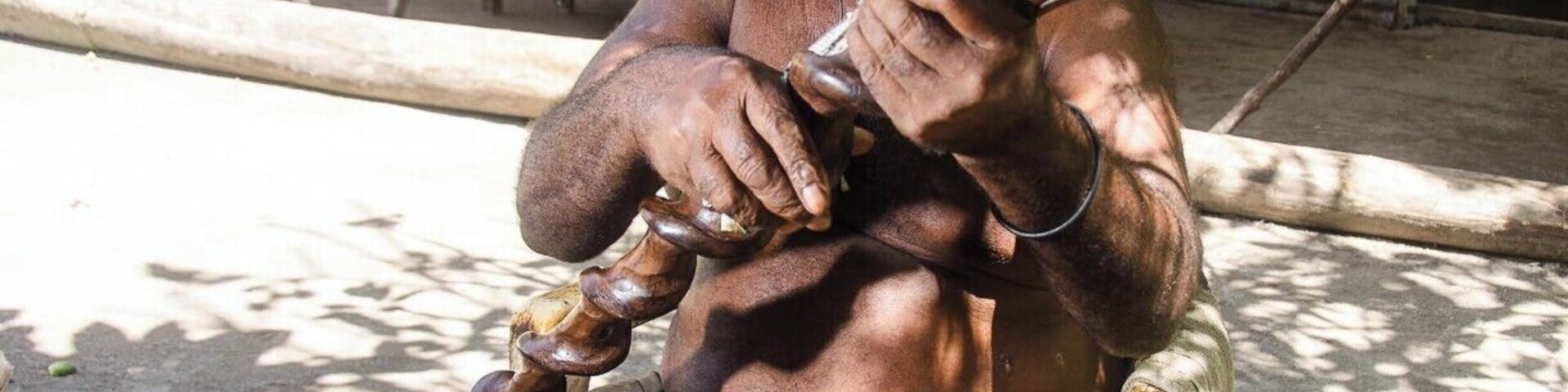Bruno is a master carver in a small village near Kavieng. We had reading glasses and he choose these to use.