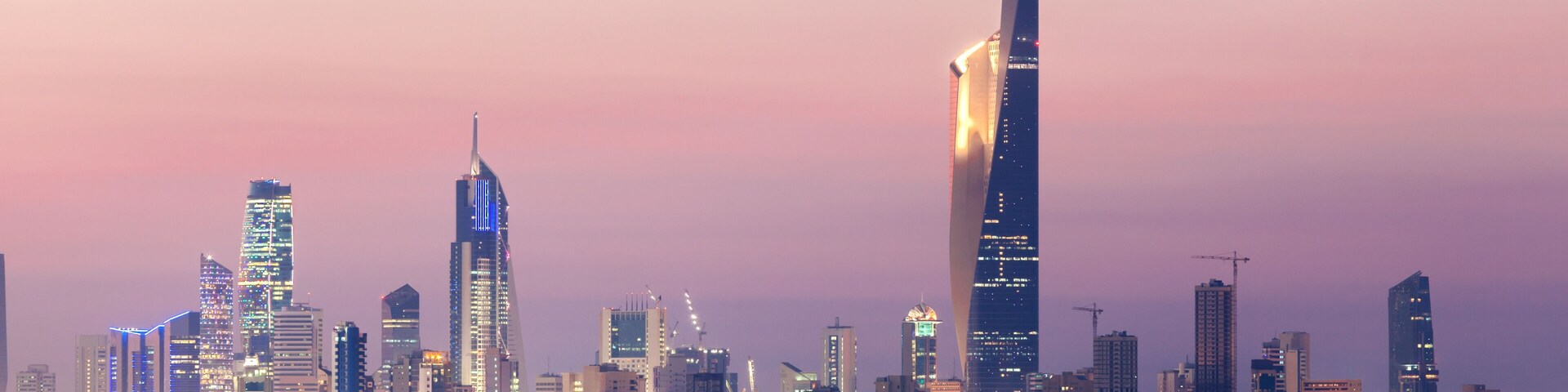 Skyline of Kuwait city at night, Middle East