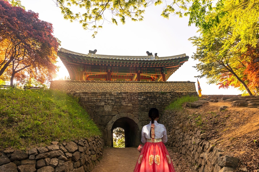 Mountain, Namhansanseong World Heritage Centre Seomun Gate, West Fortress Gate in Gyeonggi-do, South Korea