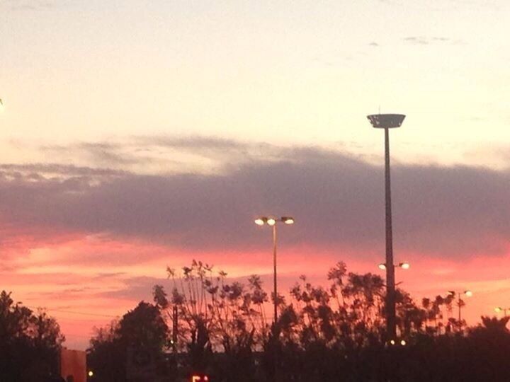 The beautiful pinky sunset above the International Fair of Tripoli