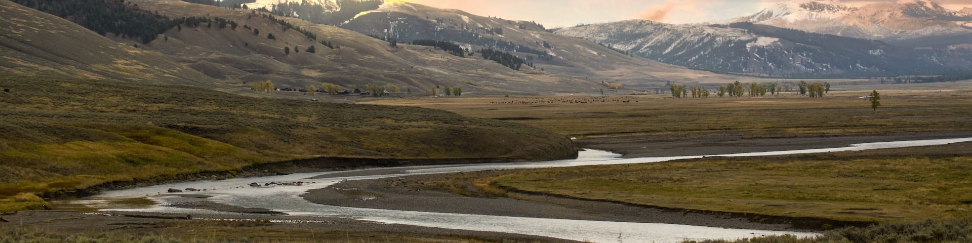 sunset in Yellowstone national park on the Lamar river