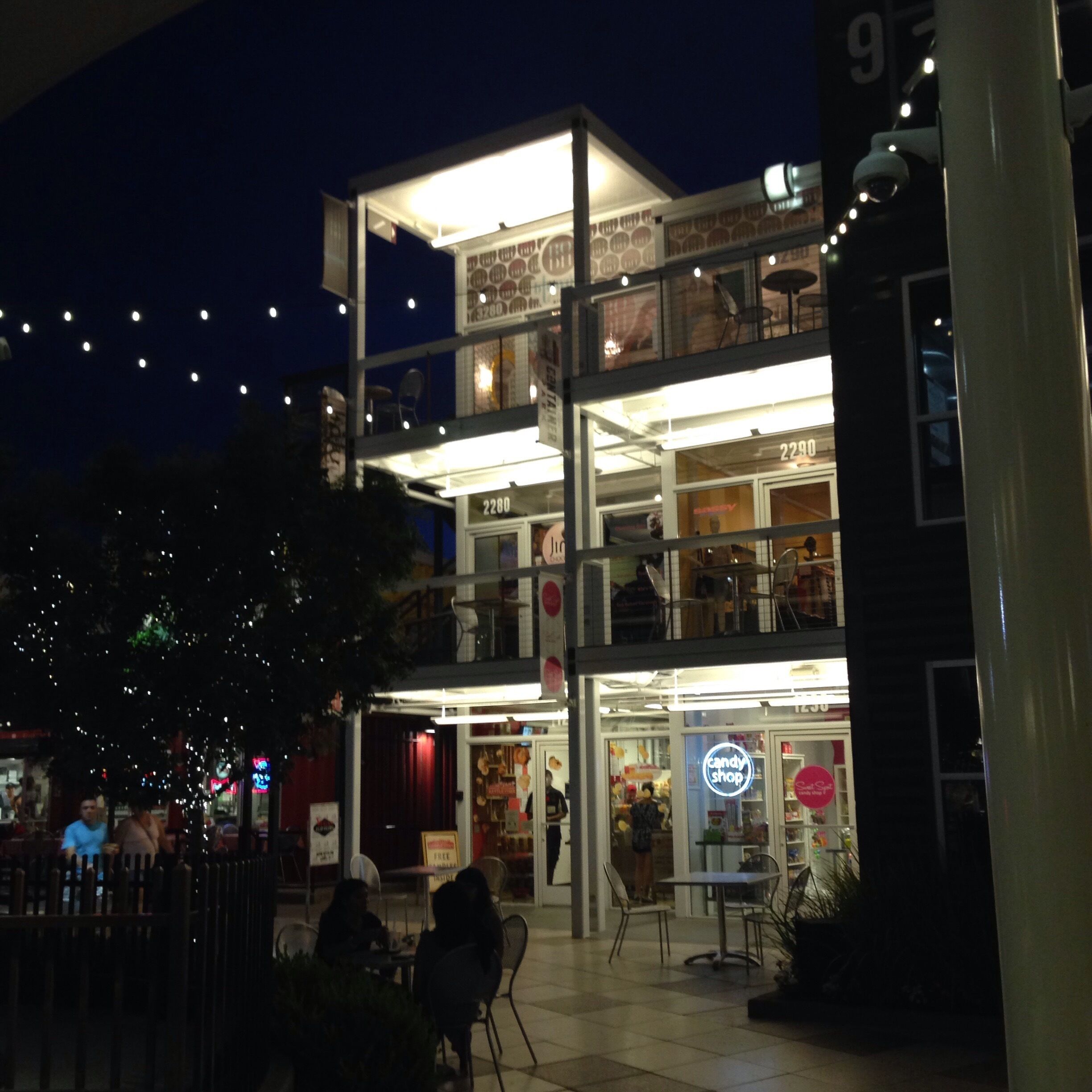 We stumbled upon a cool, CLASSY place to hang out in Las Vegas! This little complex full of boutique shops and little eateries (including gourmet hot dogs, BBQ, and Mexican) is entirely made of shipping containers! There's a sweet children's play area in the center and also a stage at the far end where they play fun family movies in the evening during the summer. Very worth a visit and not far from the revitalized Fremont Street area.