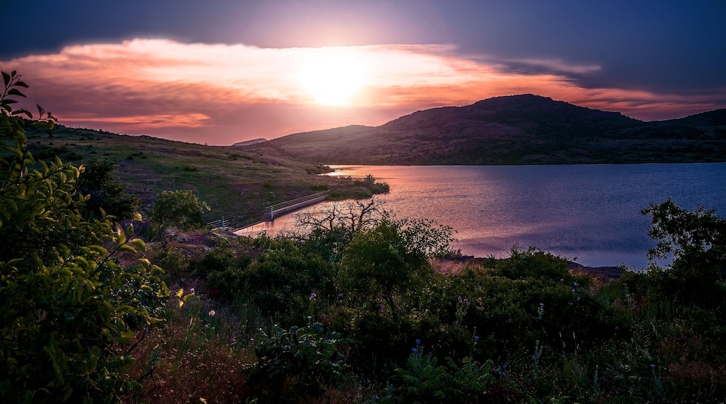 Dusk violet glow at Wichita Mountains State Park in Lawton, Oklahoma, USA.