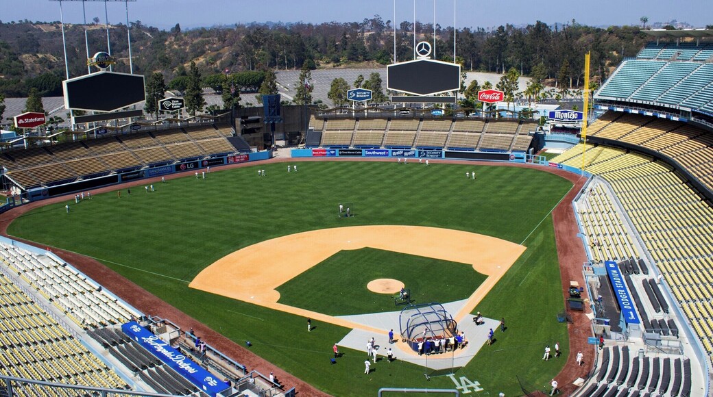 The view from the Top Deck level. Future Dodger prospects batting and hoping to make it to the team.