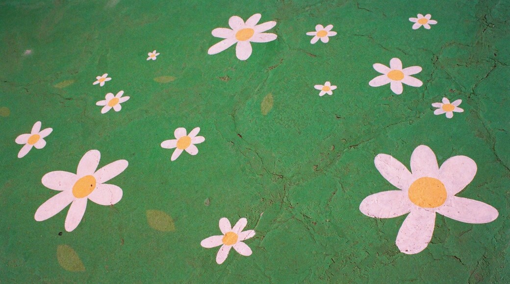 The colorful courtyard outside Bob Baker Marionette Theatre. #Green