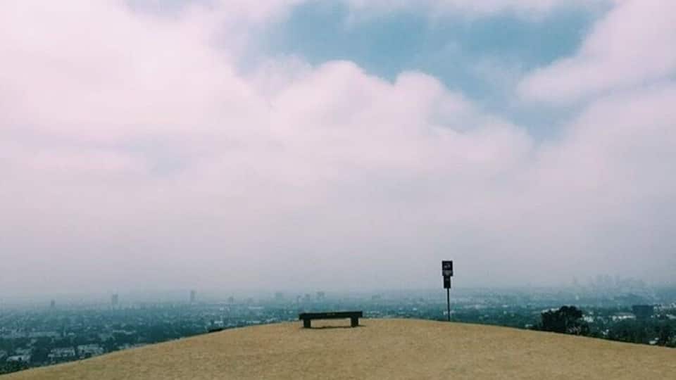 Lonely bench at Runyon canyon #blue