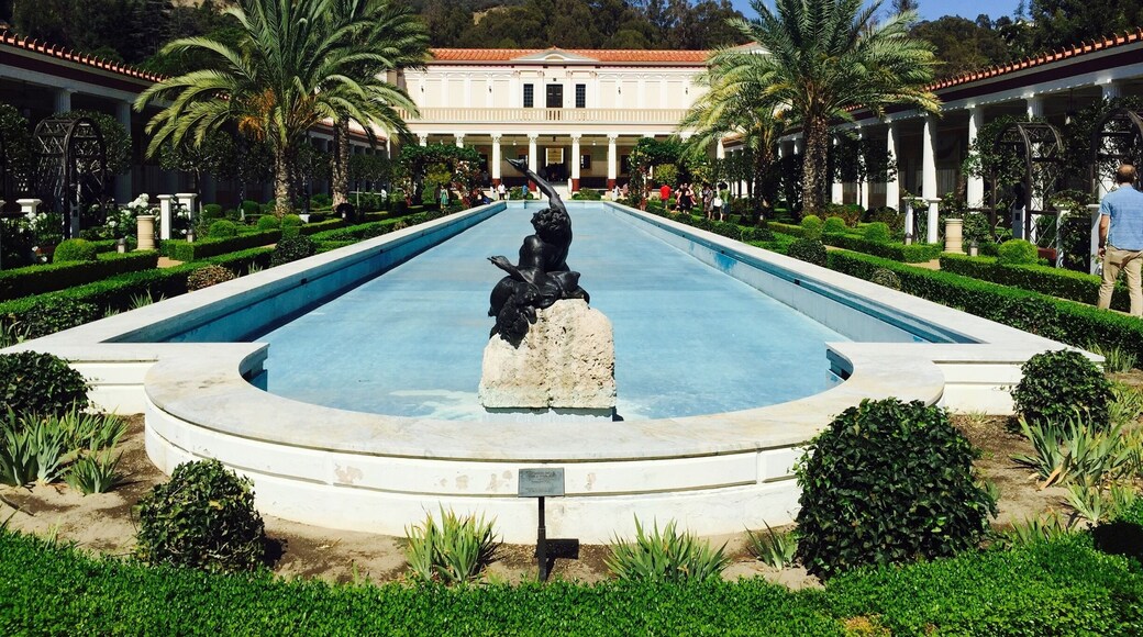 Enjoying the gardens at the Ghetty Villa.