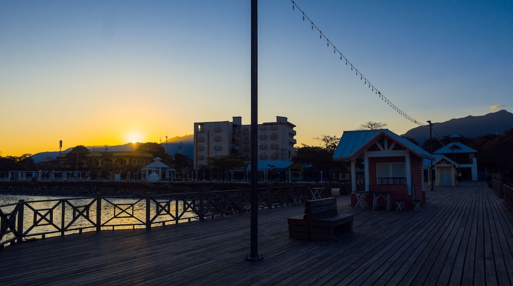 La Ceiba, Honduras Sunday in the morning, tourist pier, sunrise in the beach, blue color, tourism background,paradise, loneliness, without people, isolated.