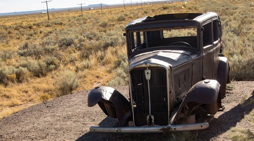 Old car near old Route 66