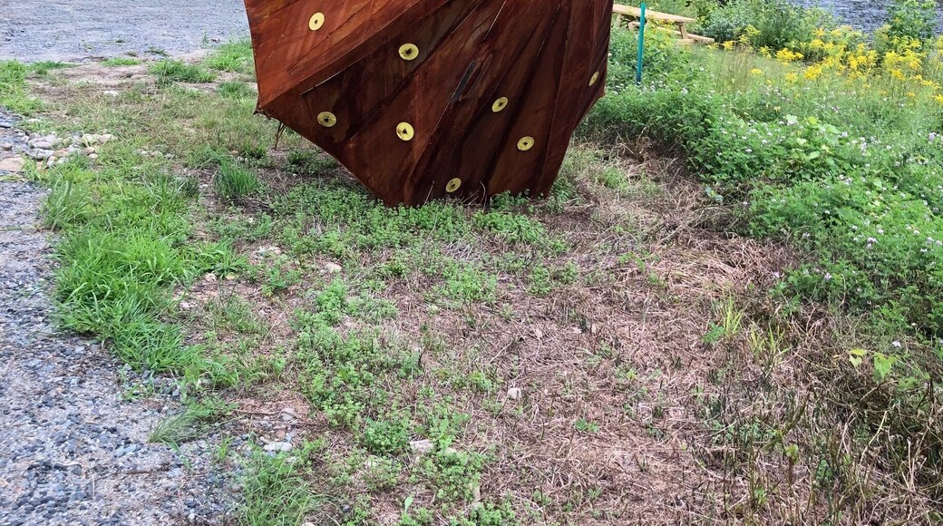 A whimsical over 5 ‘ high steel umbrella is artwork found along the rail trail. The Mascoma Valley Greenway runs from W. Lebanon, NH to downtown Lebanon, NH. following the the old rail line and intersecting with Mascoma River. The Northern Rail Trail continues from there for another 50 + miles to the south through some of NH’s most beautiful countryside.