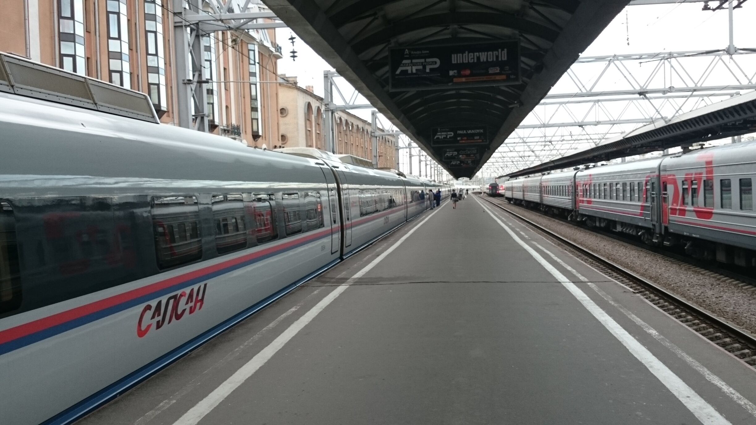 Saspan high speed train before departing for Moscow from St Petersburg