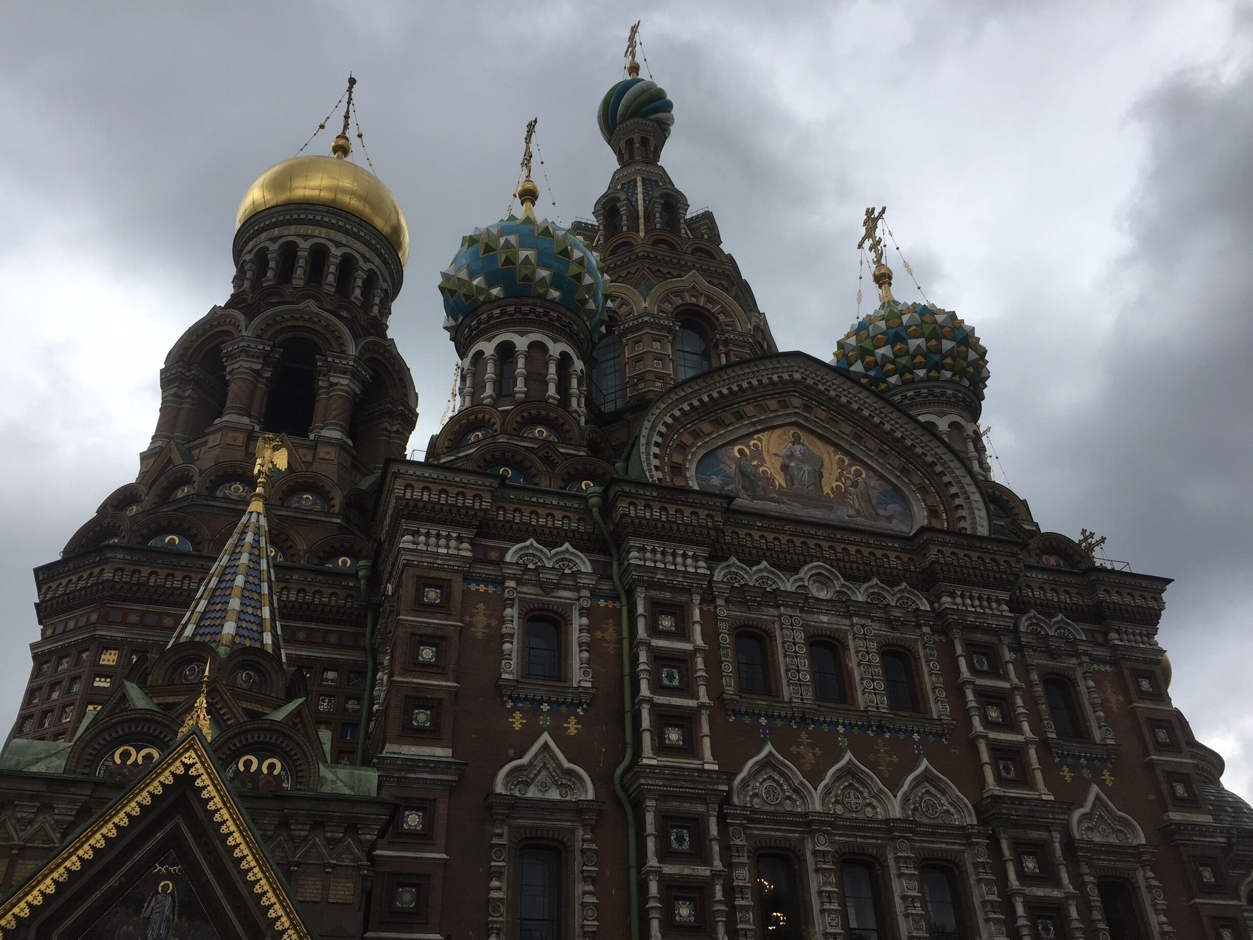 Beautiful and colorful church in St. Petersburg. 