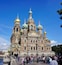 The five-domed Russian Orthodox Church of the Savior on Spilled Blood (also known as the Church of the Resurrection of Christ), St Petersburg, Russia (Aug 2014).