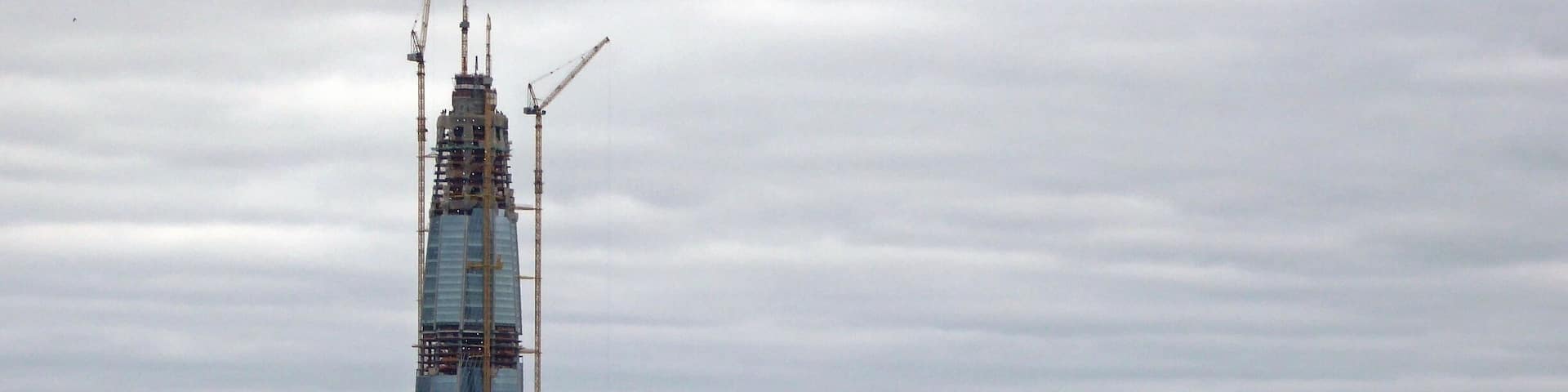 The tower of the Lakhta Centre, St Petersburg will be Europe's tallest building by almost 100 metres once it is completed. It will be almost 150 metres taller than The Shard in London i.e half as much again!