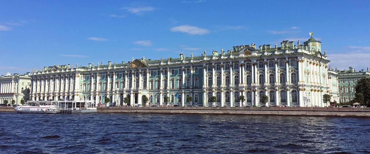 St Petersburg - Winter Palace (The Hermitage). View from a flying dolphin on River Neva.