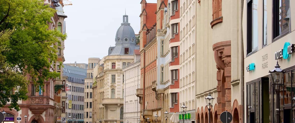 Leipzig which includes street scenes