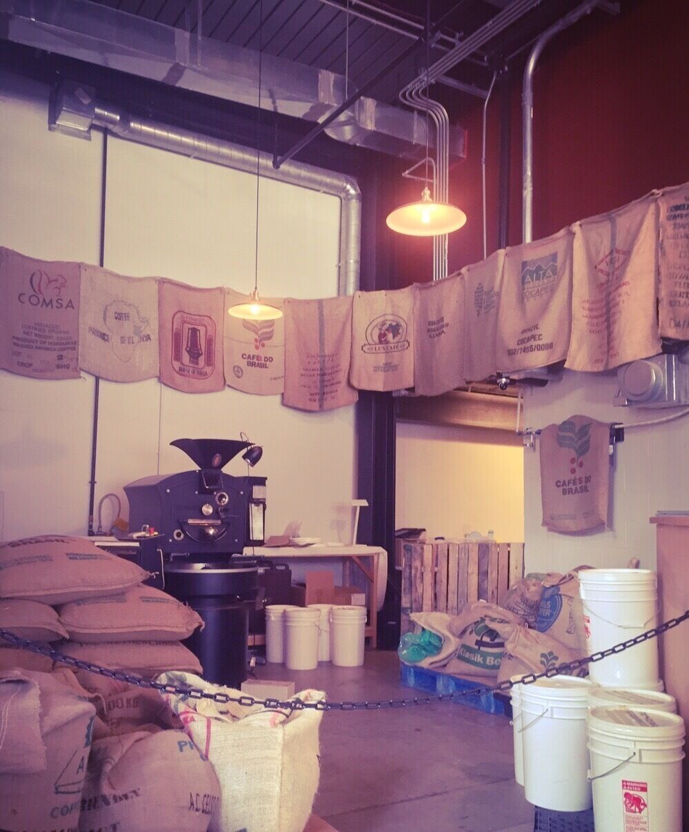 Where the magic happens. Coffee beans, coffee bags, fresh smelling coffee....the list goes on and on.