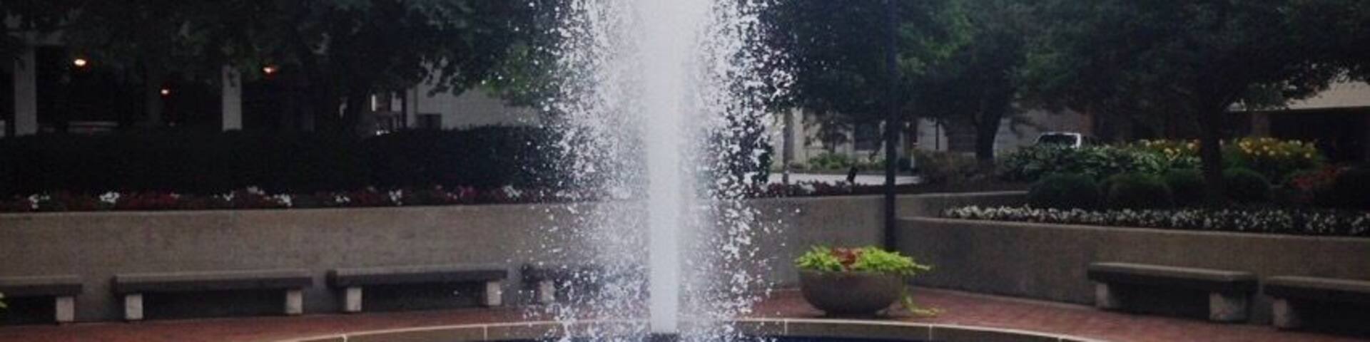 Water fountain located downtown Lexington. Water fountains and city downtowns brings excitement to me.