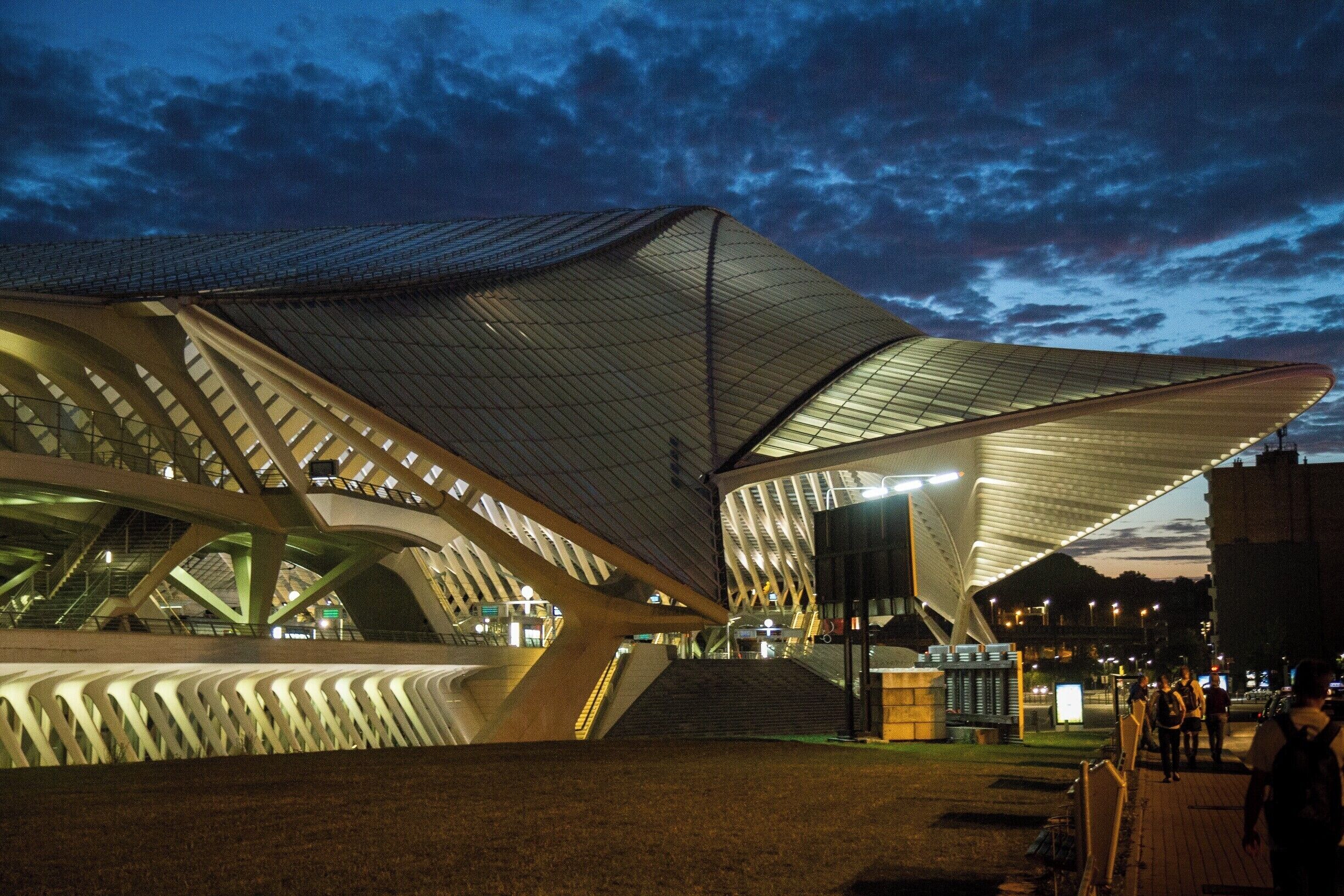 The Liège-Guillemins railway station. Yes, it's a train station. The architecture really stands out in an otherwise very industrial and "traditionally French / Belgian" city. It really does look this dramatic at night. #LifeAtExpedia
