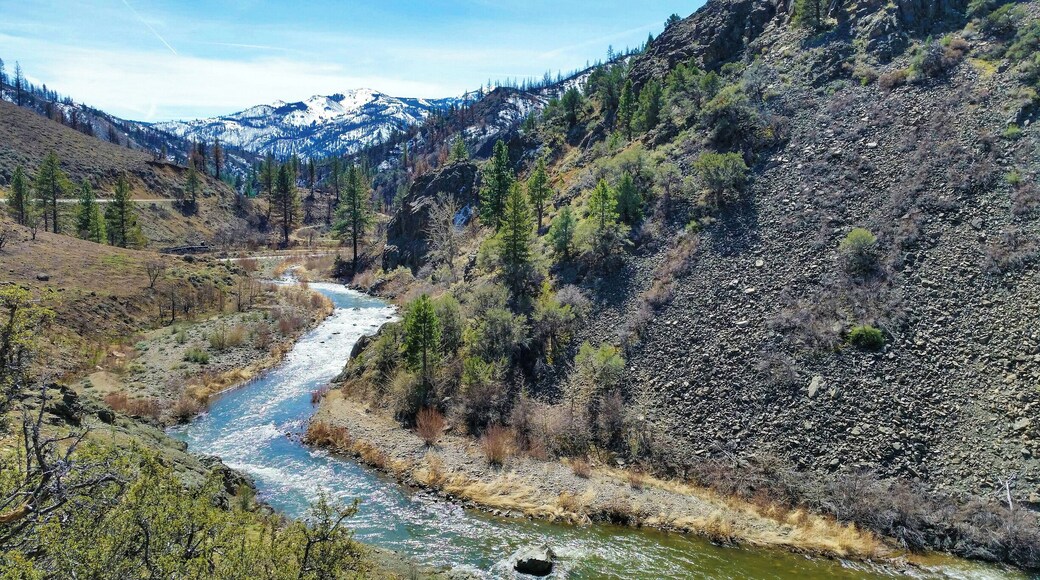 Following the river up Ebbets Pass....only to find the road is still snowed in.