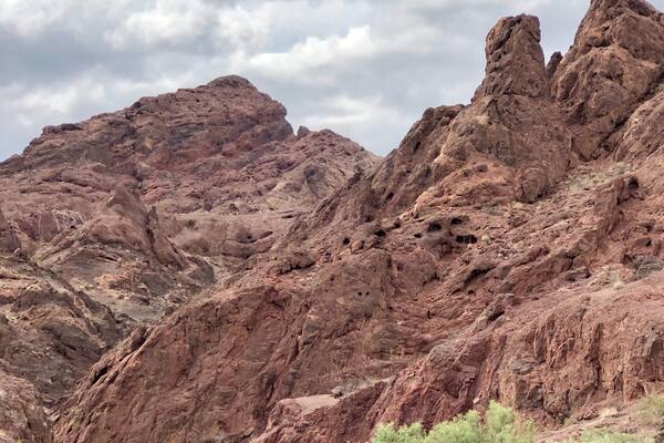 The Colorado river runs through this section of the Refuge and the area is called Topock Canyon. It is only accessible by boat or by plane.