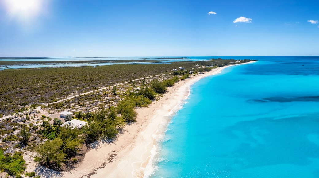 The beautiful beach of Cape Santa Maria with turquoise sea and fine sand at Long Island, Caribbean, The Bahamas
