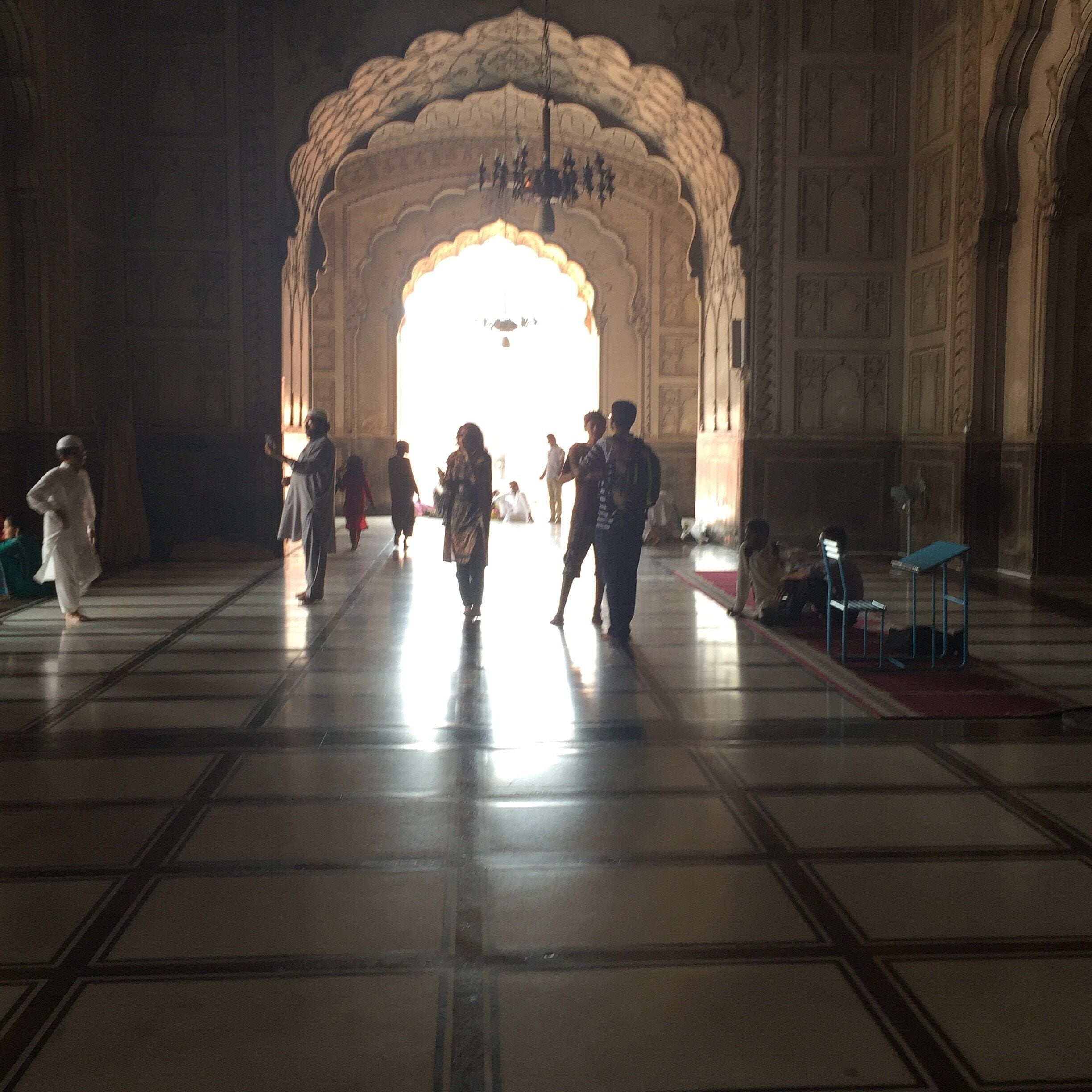 The Badshahi Mosque (Punjabi, Urdu: بادشاہی مسجد‎, Imperial Mosque) in Lahore was commissioned by the sixth Mughal Emperor Aurangzeb. Constructed between 1671 and 1673, it was the largest mosque in the world upon construction. It is the second largest mosque in Pakistan and the seventh largest mosque in the world. It is Lahore's most iconic and famous landmark and a major tourist attraction.[1]