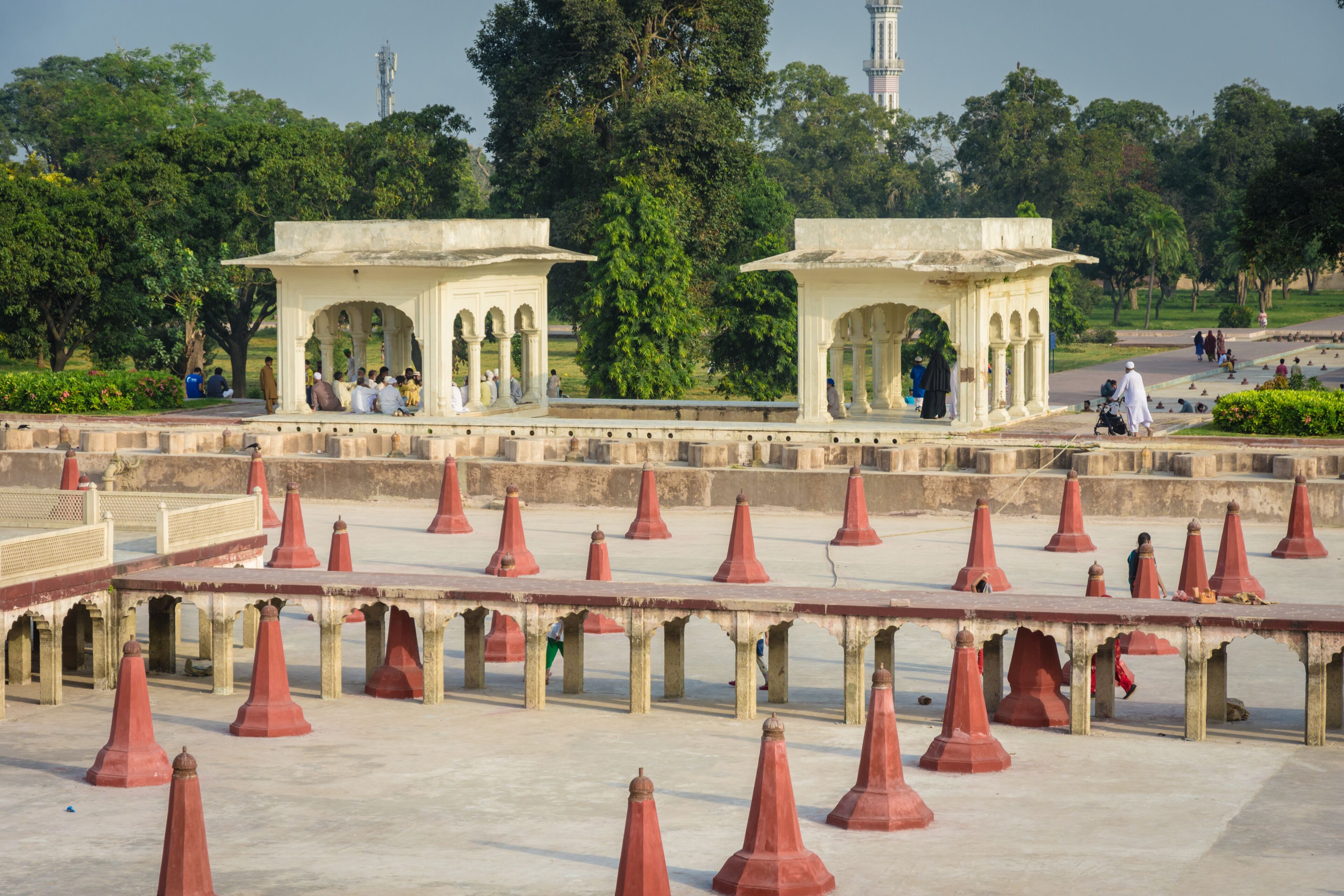 Mughal marble pavilion and fountain terrace in Shalimar Garden Lahore Pakistan