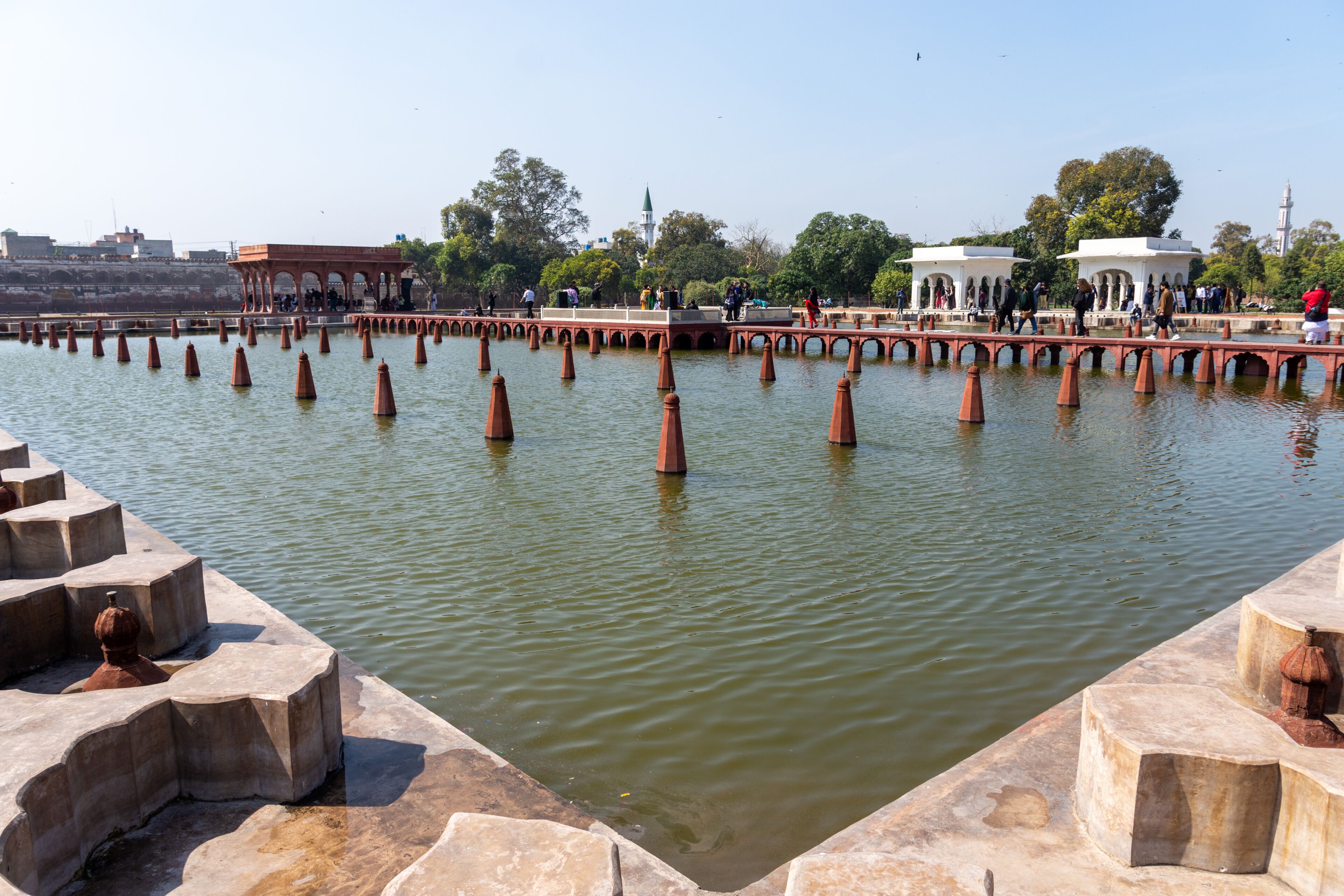 View of beautiful fountain area in historical place Shalimar Gardens Lahore Pakistan