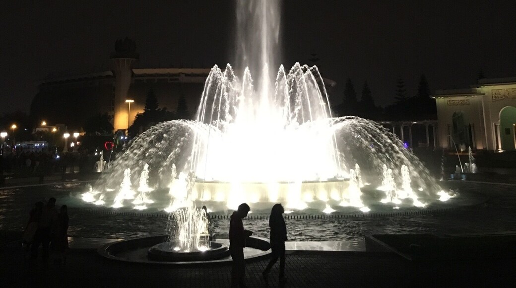 One of the many fountains in the park