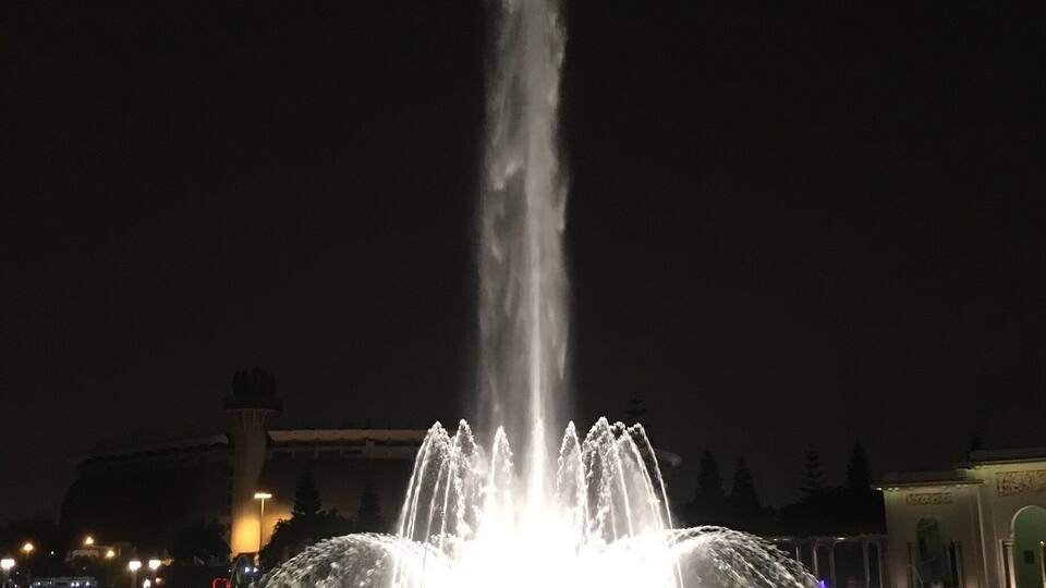 One of the many fountains in the park