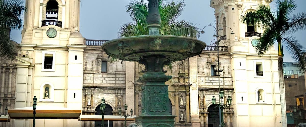 Construction on Lima’s first cathedral started in the 1530’s but the current structure not completed until the 1750’s due to earthquakes.  It was rebuilt in 1940 after another devastating earthquake.  It is located in Plaza De Armas (Plaza Mayor), in the Historical Center of Lima.  Lima’s historical center was added to the list of UNESCO World Heritage Sites in 1988.