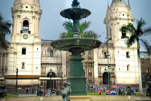 Construction on Lima’s first cathedral started in the 1530’s but the current structure not completed until the 1750’s due to earthquakes. It was rebuilt in 1940 after another devastating earthquake. It is located in Plaza De Armas (Plaza Mayor), in the Historical Center of Lima. Lima’s historical center was added to the list of UNESCO World Heritage Sites in 1988.