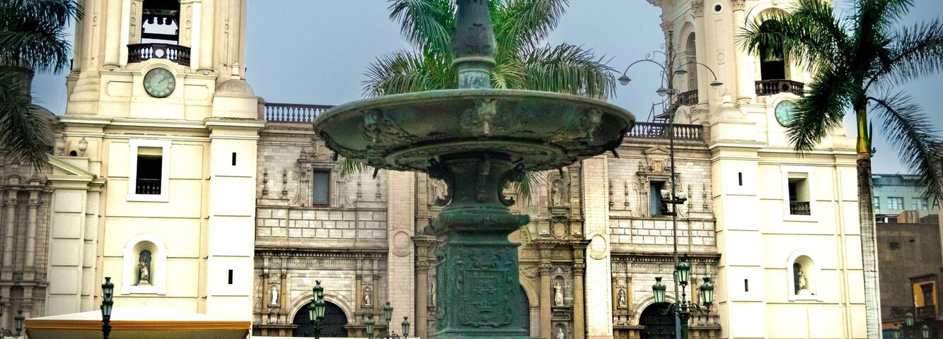 Construction on Lima’s first cathedral started in the 1530’s but the current structure not completed until the 1750’s due to earthquakes. It was rebuilt in 1940 after another devastating earthquake. It is located in Plaza De Armas (Plaza Mayor), in the Historical Center of Lima. Lima’s historical center was added to the list of UNESCO World Heritage Sites in 1988.