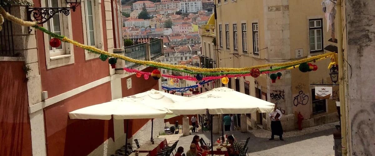 Wandering (climbing) the streets of Lisbon.