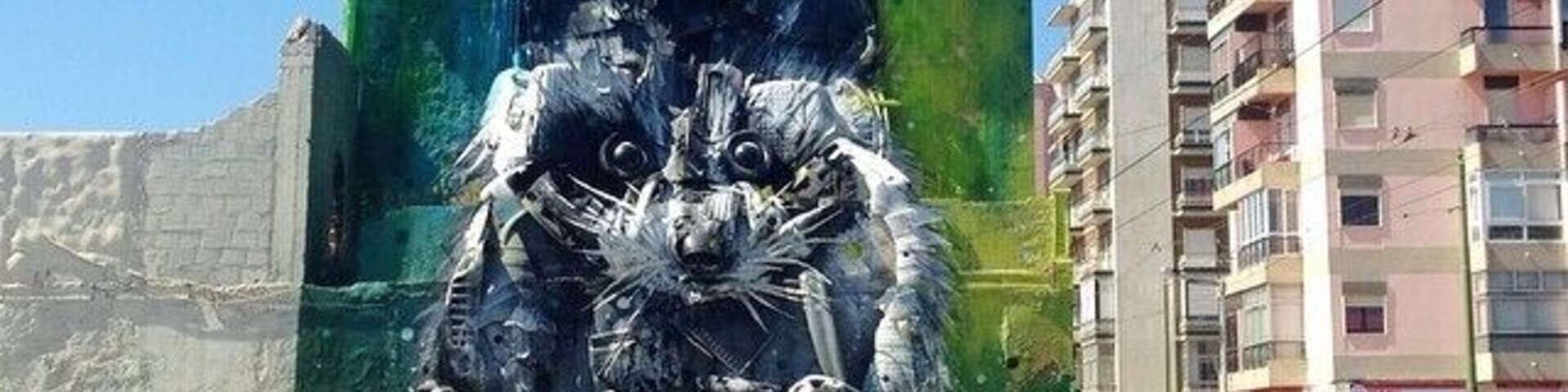 Streetart by Bordalo behind the CCB in Belem, Lisbon