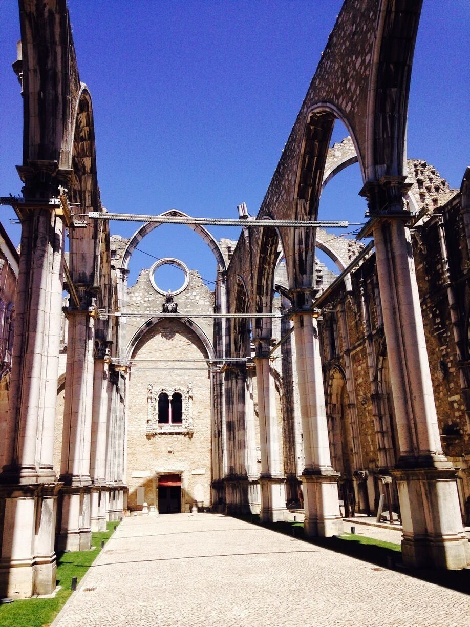 Destroyed by the 1755 earthquake and preserved as an archeological site, it's truly breathtaking. The earthquake occurred on All Saints Day when most of Lisbon was in church so the roof collapsed on worshippers inside the convent.