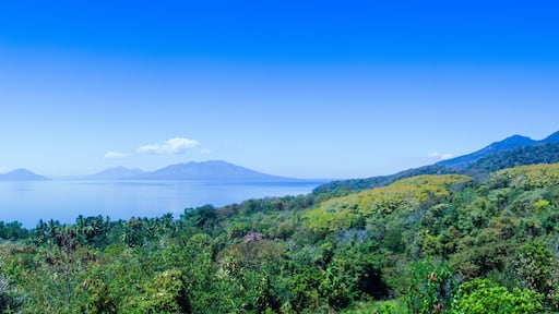A Landscape of mountain view, seascape and the beach from Larantuka, East Nusa Tenggara, Indonesia