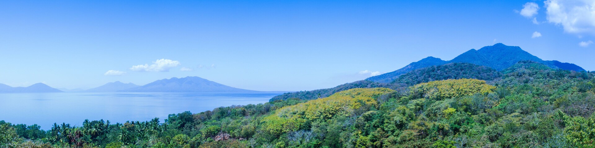 A Landscape of mountain view, seascape and the beach from Larantuka, East Nusa Tenggara, Indonesia