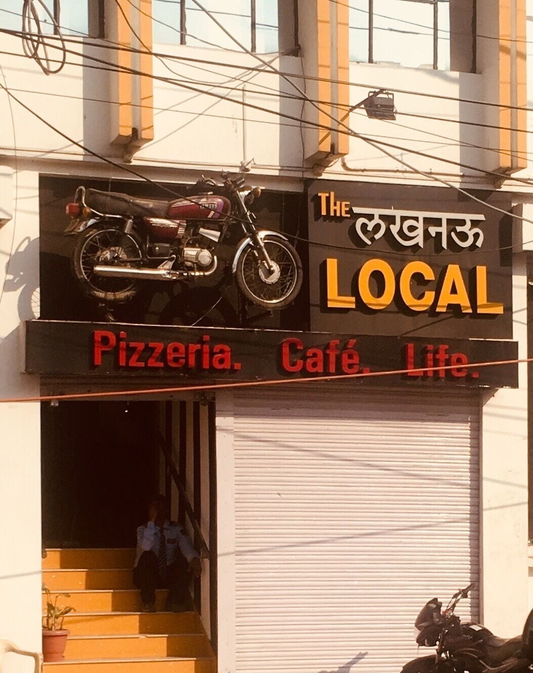 Antique Cafe Lucknow Local & Hanging Famous Yamaha Rx 100