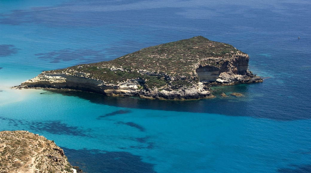 lampedusa island, landscape with island of Rabbit and beach, sicily, italy