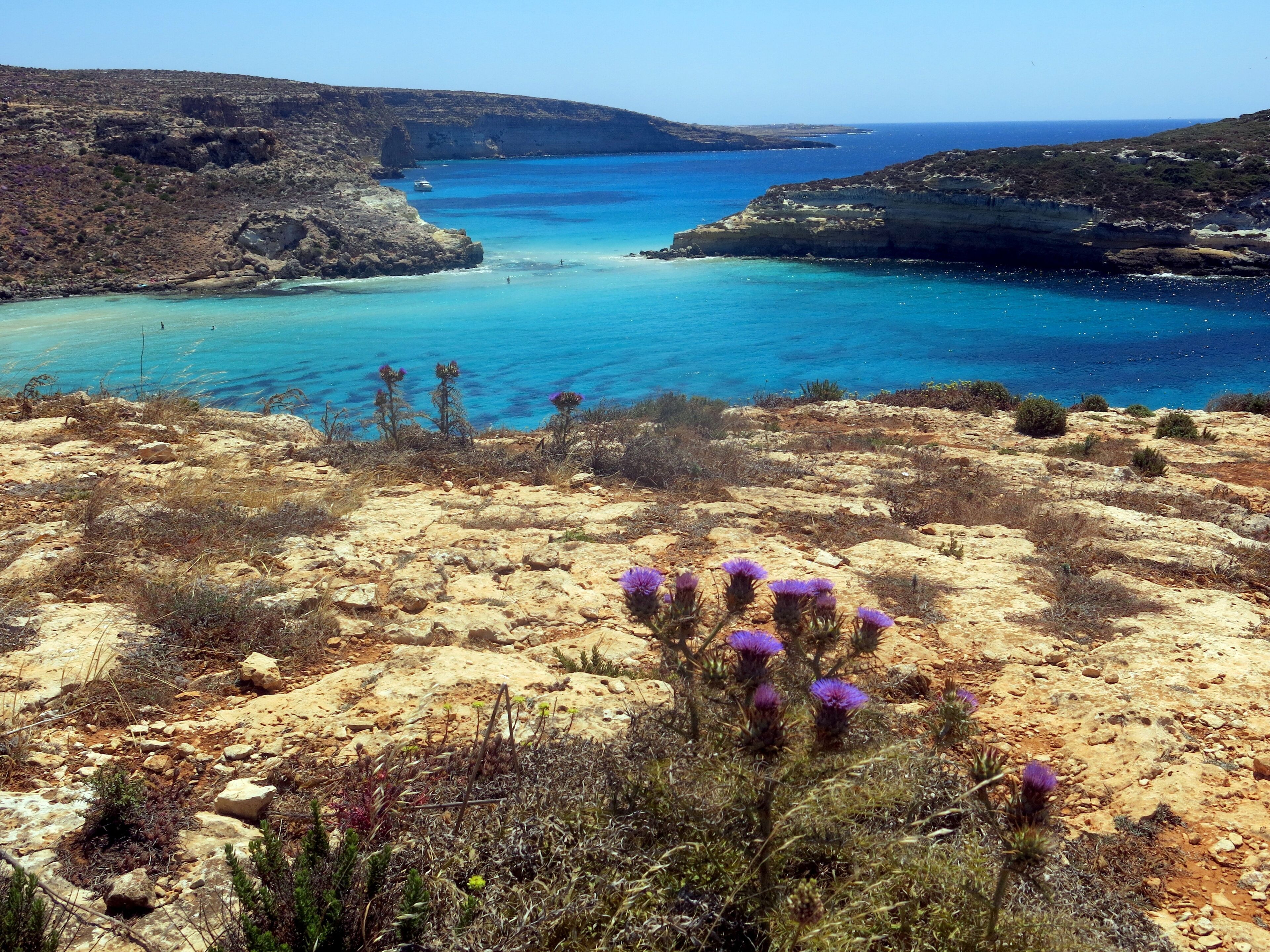 clean sea of the LAMPEDUSA island in Italy