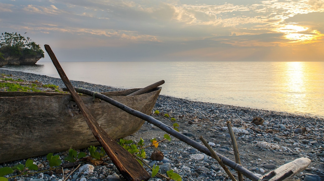 dugout boat on pangi beach, vanuatu