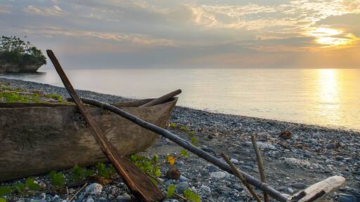 dugout boat on pangi beach, vanuatu
