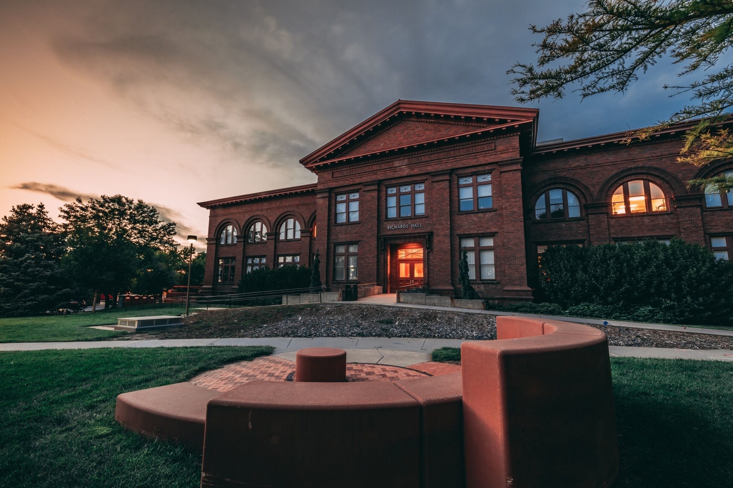Richards hall at sunset
