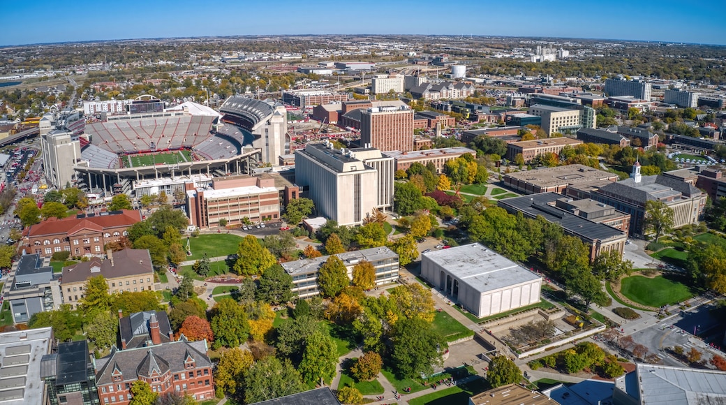 Aerial View of a large Public University in Lincoln, Nebraska