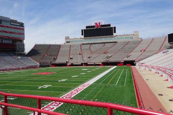 Memorial stadium in Lincoln Nebraska. Home to college American football team the Huskers. Holding 86000 spectators it is big! It has also been sold out for every game since 1962.