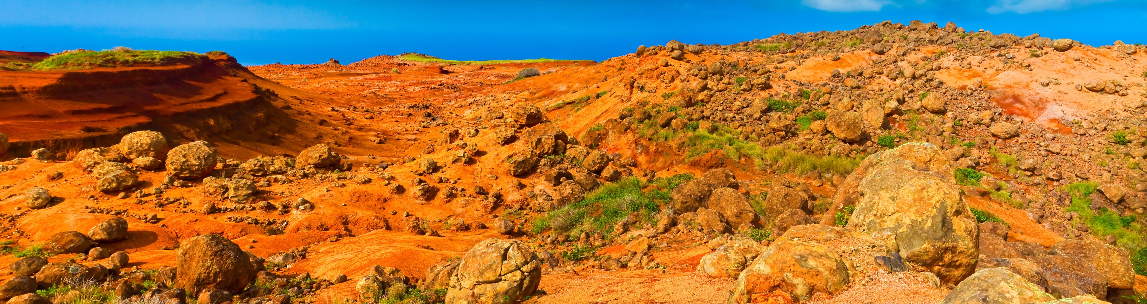 The Red Earth and Volcanic Rocks at Garden of the Gods (Keahiakawelo) Lanai, Hawaii, USA
